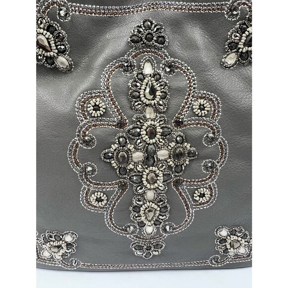 NEW BRIGHTON MASTERPIECE ANJU ANISHA GREYHOUND GRAY BEADED PURSE HANDBAG $550 - Picture 7 of 7